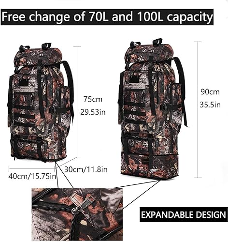 Miniatura 2 de W WINTMING Mochila de senderismo para hombres 70L100L, mochila militar Molle 3 días paquete de asalto para escalada