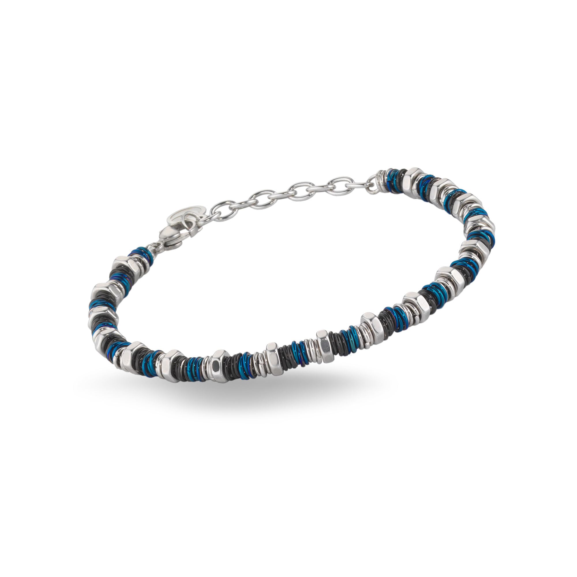 inSCINTILLE Pulsera Hombre Acero Inoxidable con Pernos, Longitud Ajustable 18-21cm con Caja de Regalo