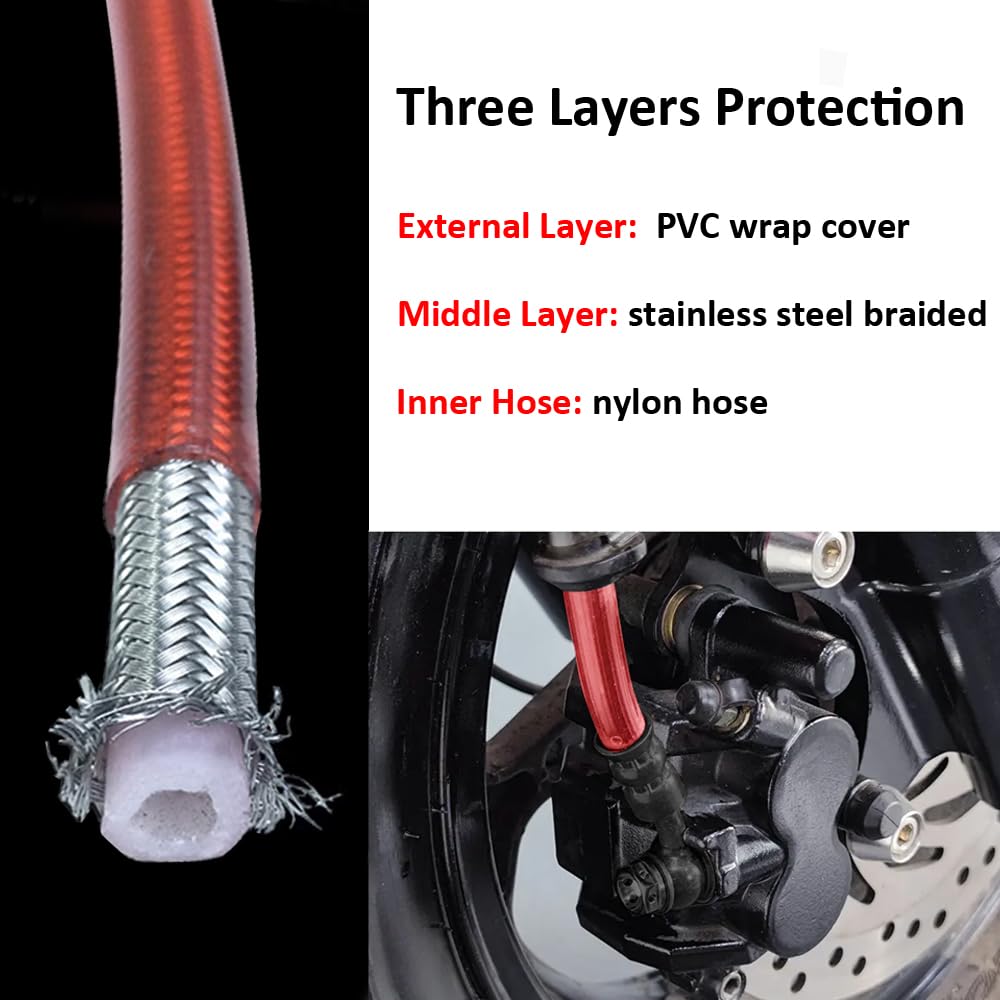 Tuyau D'Huile Moto 90cm Acier Tressé - Durite Frein Hydraulique Renforcée Noire Pour Embrayage Et Frein
