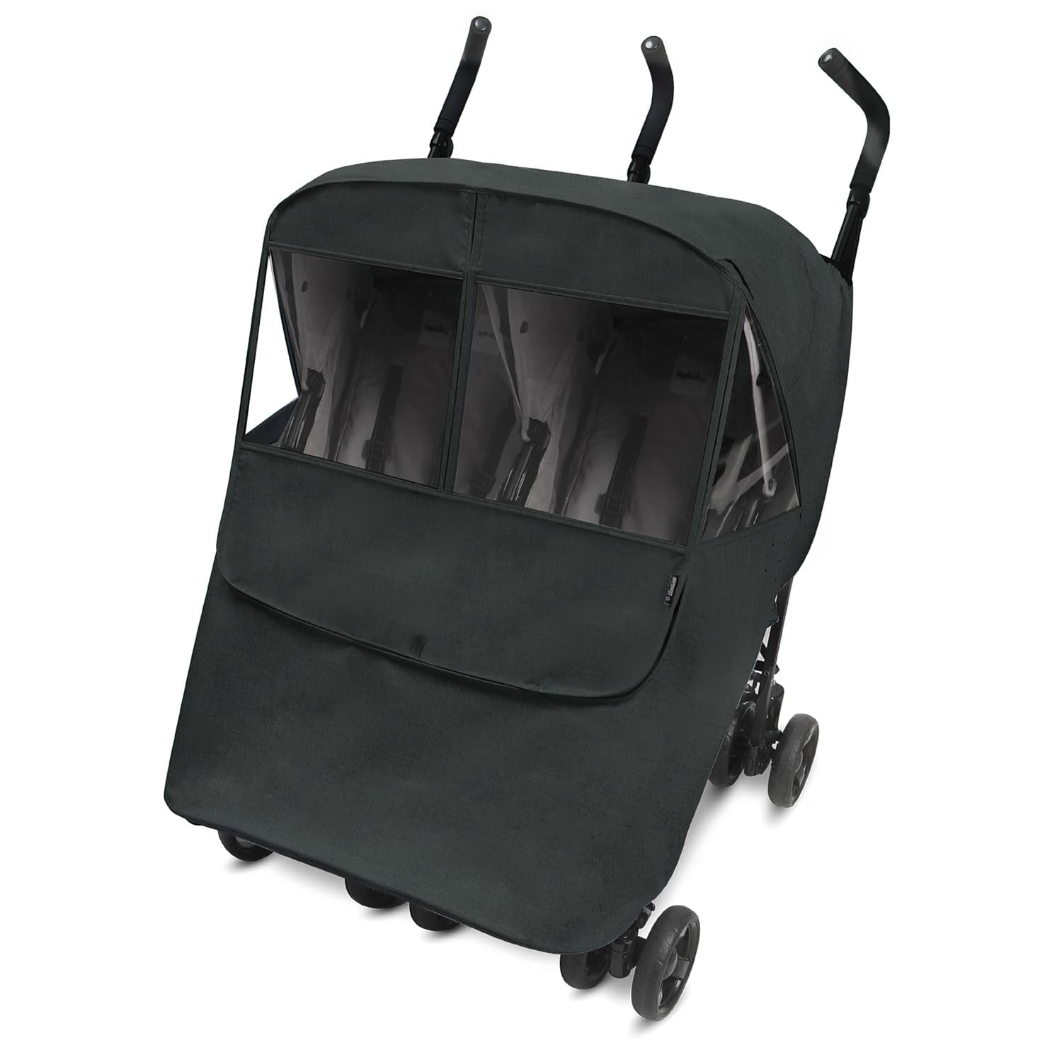 Manito Melange Twin/Double Stroller Weather Shield/Stroller Cover, Water-Repellent, Weather Protection for Rain, Snow, Wind & Cold, All Season (Charcoal Grey)