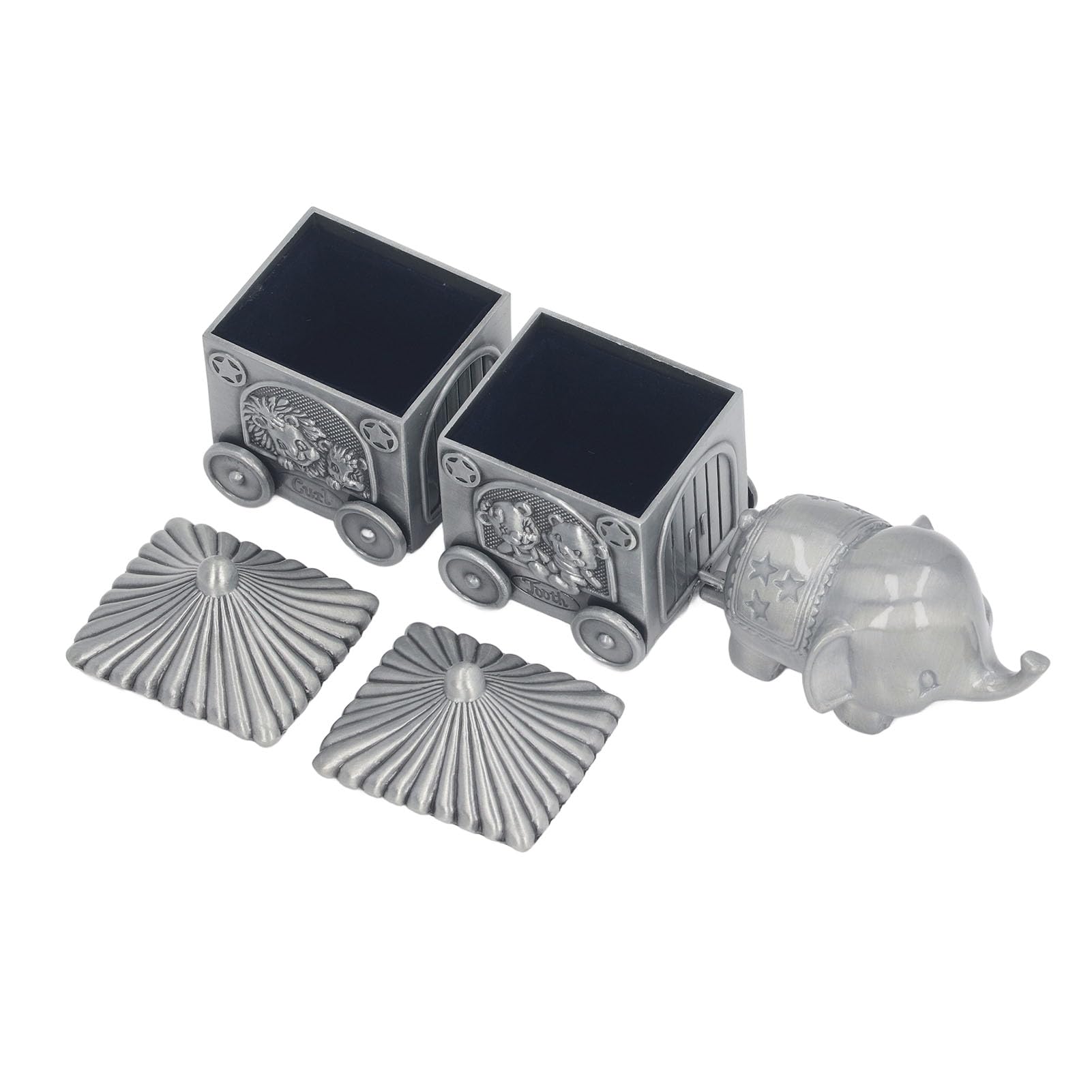 Teeth Eleph Carriage Keepsake Box Metal Collection Container for Shower Newborn Birthday Tooth Collection BoxEleph Keepsake Box T The As