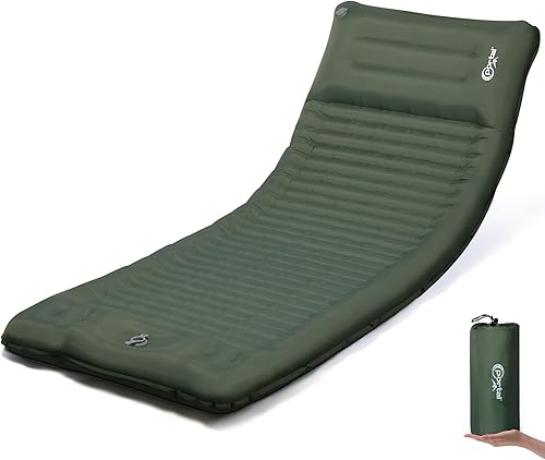 PORTAL Colchoneta inflable extra gruesa de 3.9 pulgadas para acampar, colchoneta de dormir con almohada, bomba de pie incorporada, bolsa de