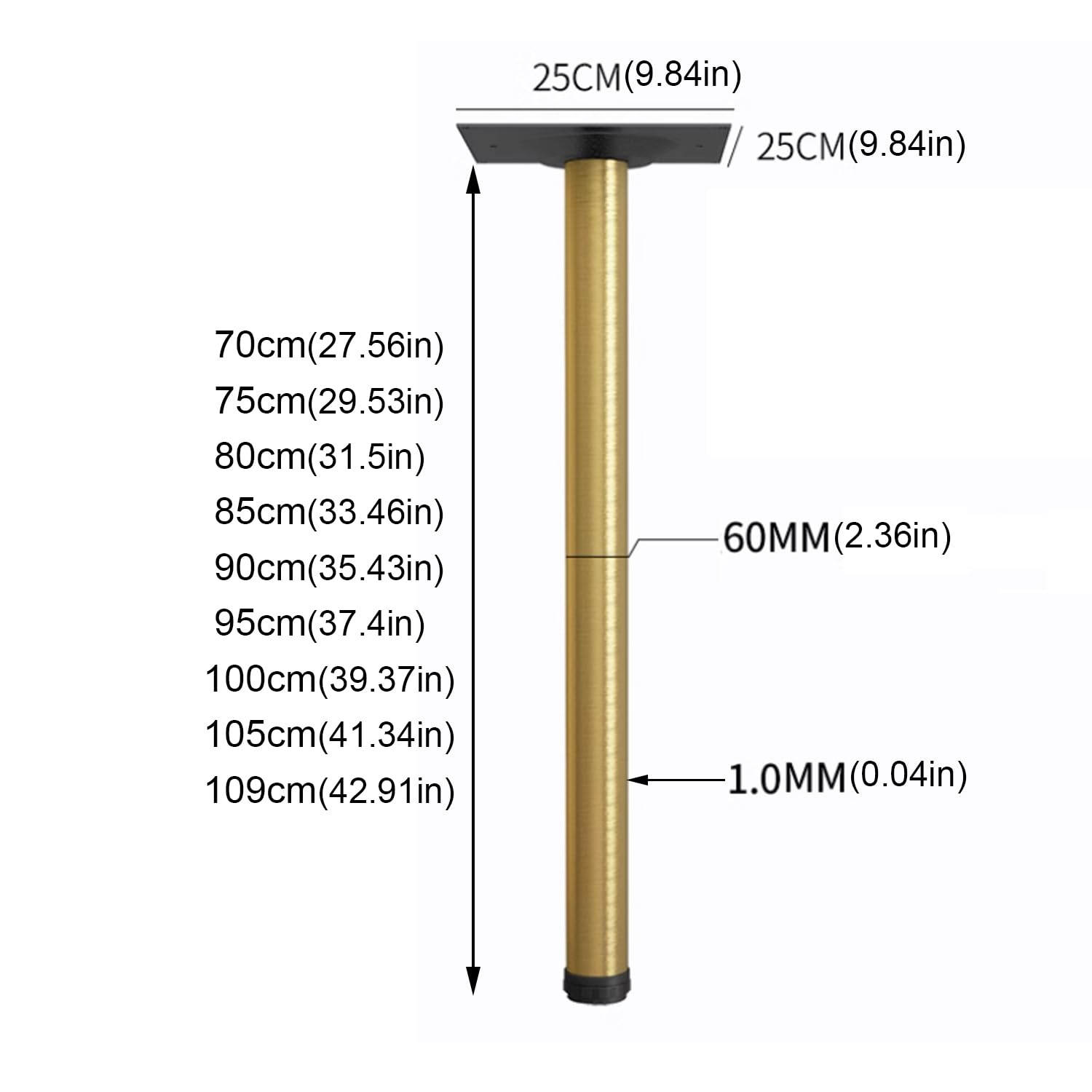Gambe regolabili per tavolo, piedini per mobili in acciaio inox, per bancone della cucina, bar, scrivania, tavolo da pranzo, altezza personalizzabile (70 cm, bianco) con viti