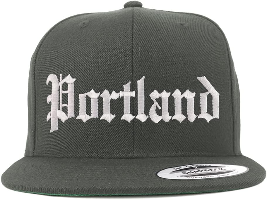 Trendy Apparel Shop Portland Old English Embroidered Flatbill Snapback