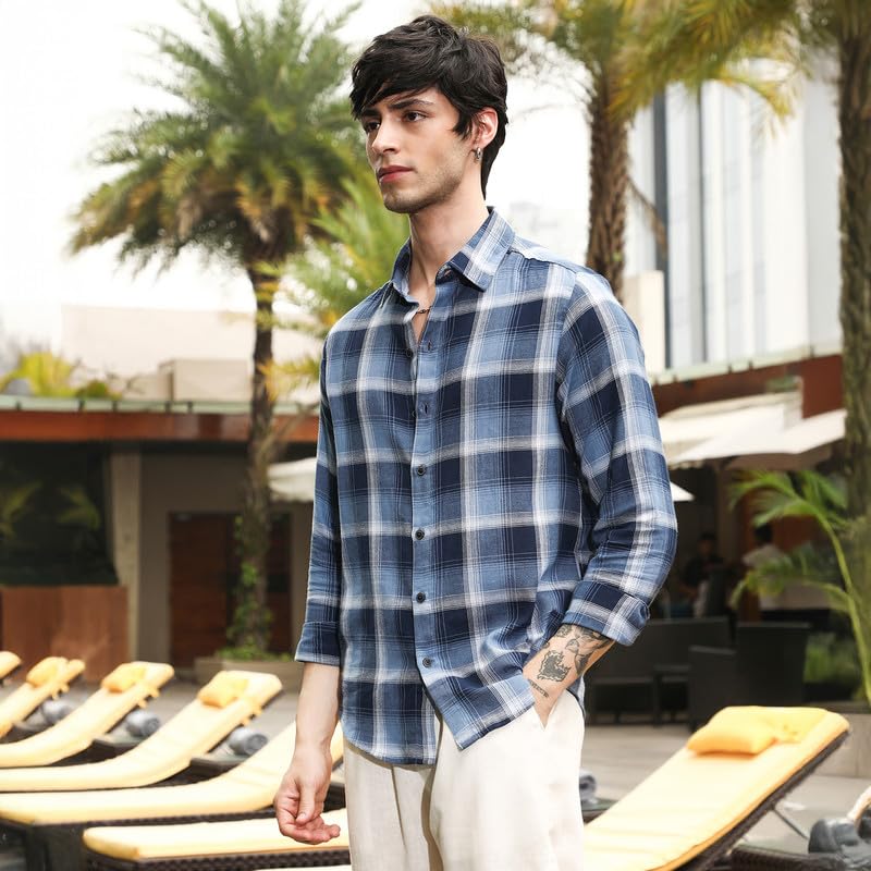 Image of CAHOOT Men's Bisque Shirt Casual Wear | Spread Collar | Long Sleeve | Button Closure | Shirt Crafted with Comfort Fit for Everyday Wear