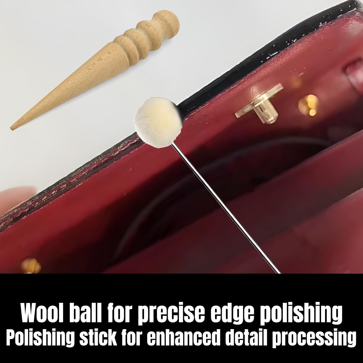 Leather Edge Sealer, Leather Burnishing Gum, Anti Fraying Black Leather Edge Paint with Burnisher & Wool Ball Brush, Get Smooth and Glossy Edge Finish for Wallets Bags Shoes Leather Products, 100ml