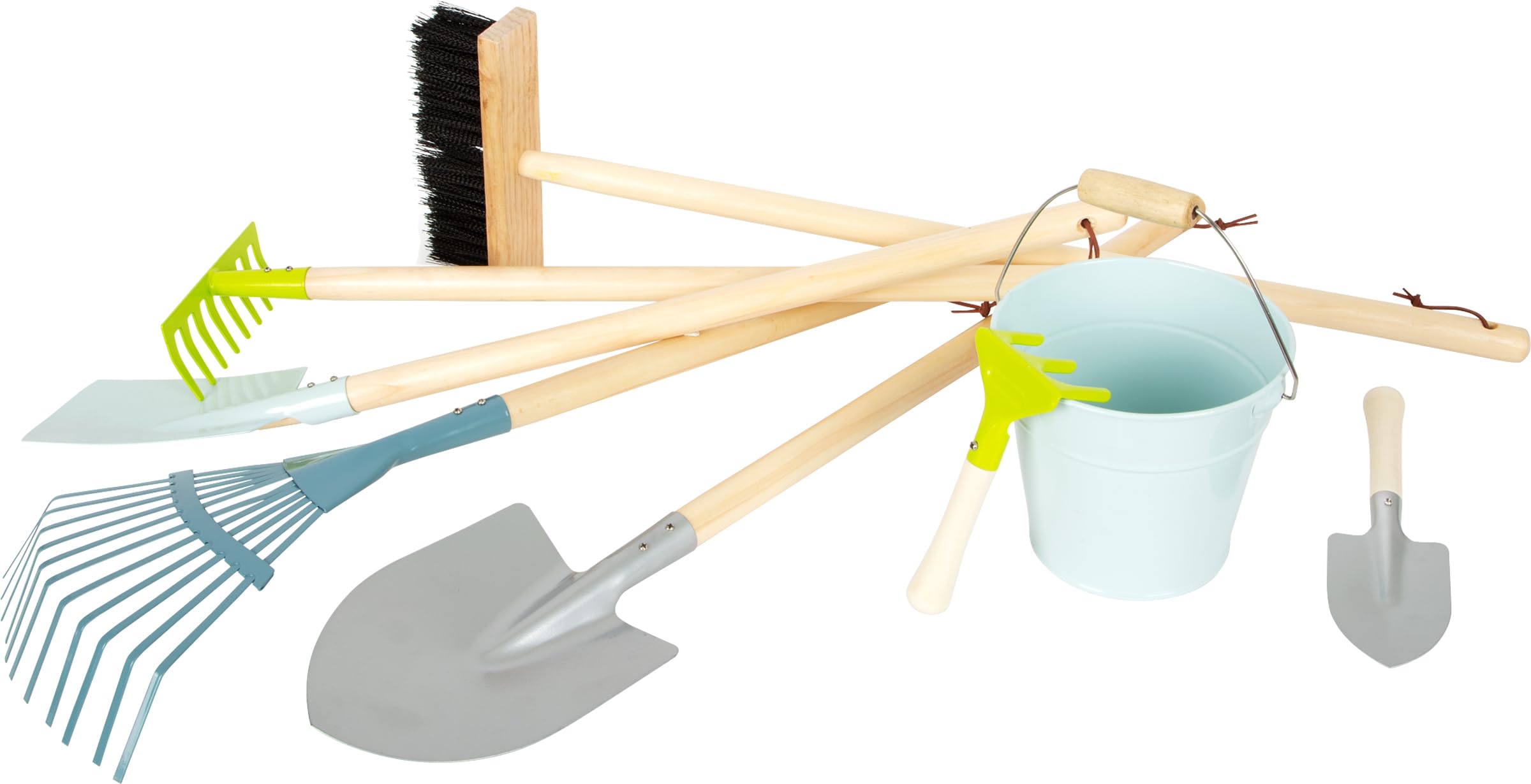 Set Attrezzi Giardinaggio Bambini Small Foot - 4 Pezzi In Legno E Metallo, Rastrello, Pala, Vanga, Forca, Da 3 Anni - Foto 10