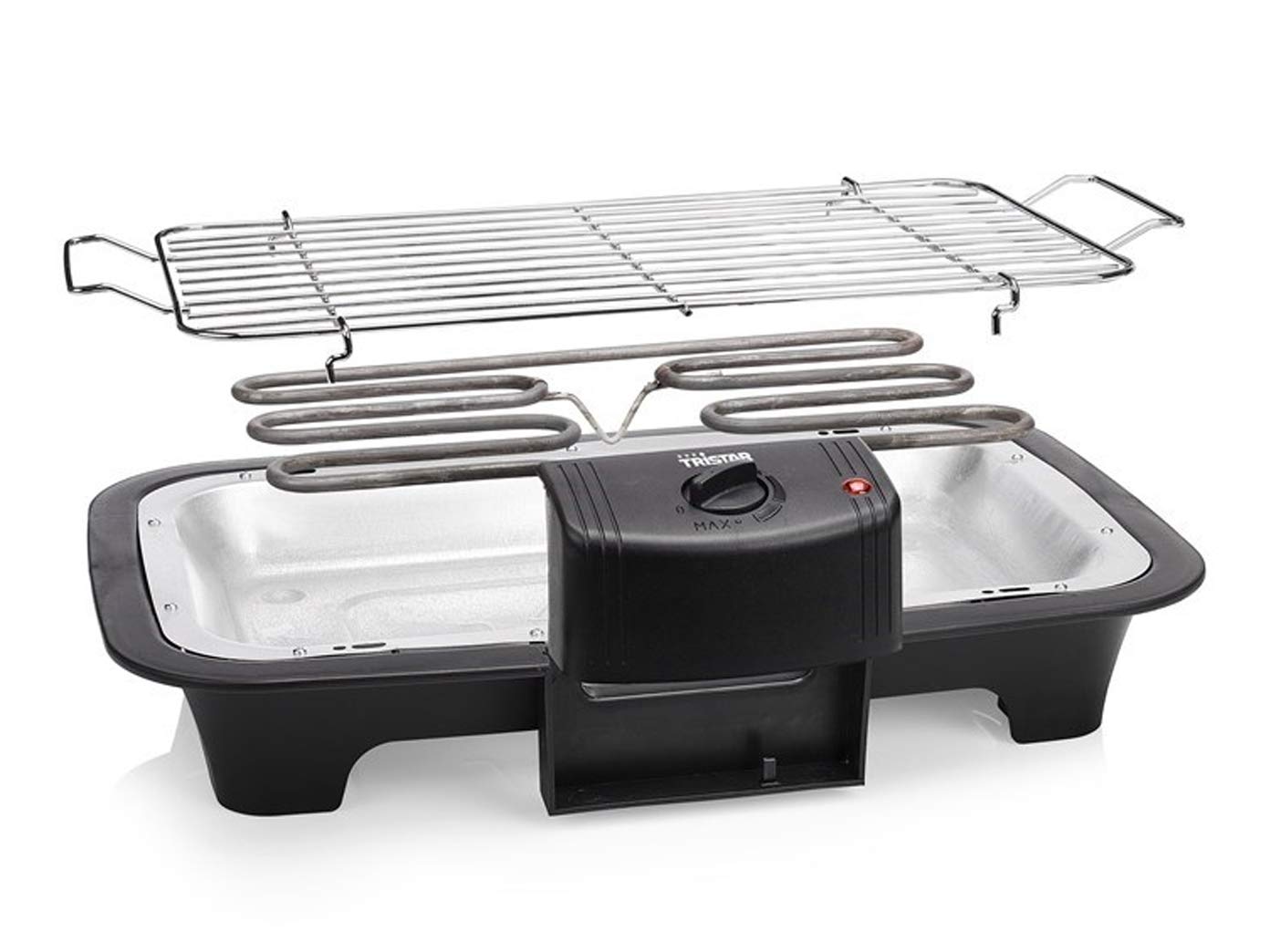 Tristar Barbecue électrique polyvalent avec pince à barbecue – Utilisable comme barbecue sur pied et barbecue de table – Idéal pour le camping