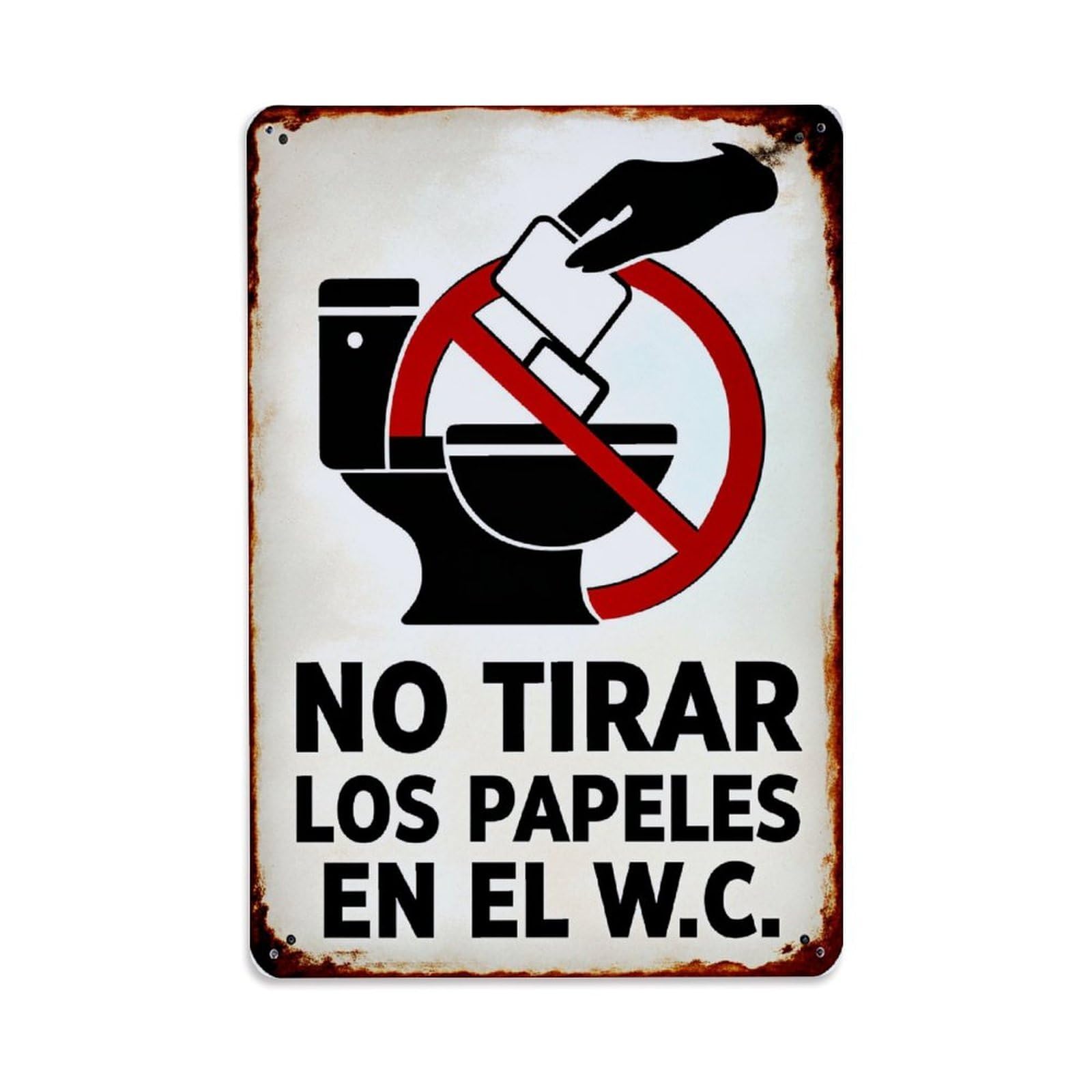 Lzwbntey Vintage No Littering In Wc Metal Tin Sign Retro Wall Decor For Home Bar Garage Cafe, Indoor & Outdoor Decorative Metal Poster, 8X12 Inch