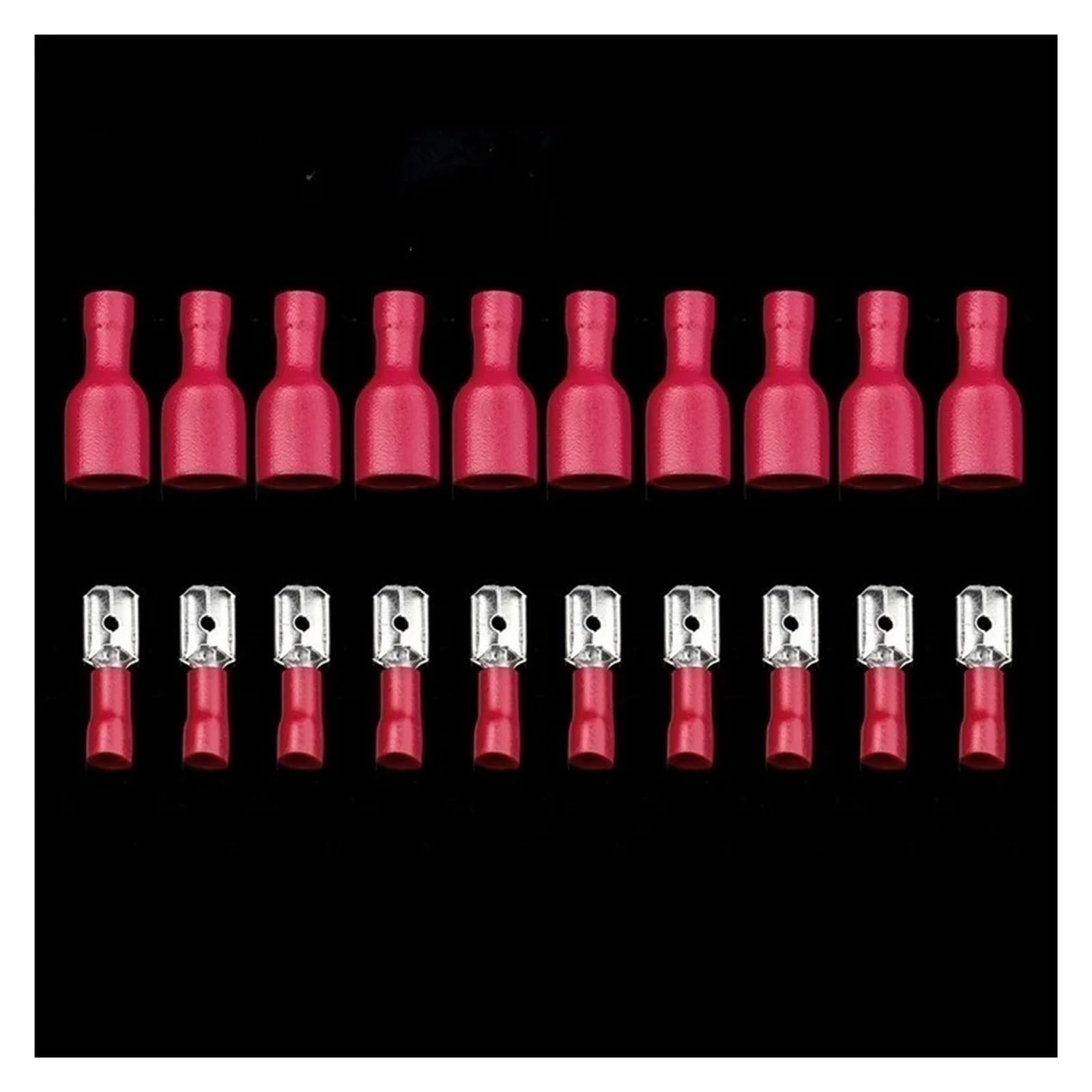 Kabelende Klemmen Steckverbinder, 100 PCS Red Wire Crimp Spade Terminal Weiblich Männlich Isolierte Draht Kabel Stecker Kalt Druck Stecker 22-18 AWG