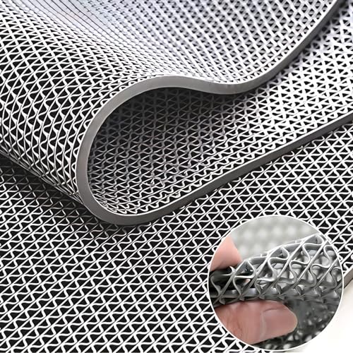 Tcatec 業務用滑り止めマット PVC 吸水 転倒防止 商業フロアマット 300x120 cm レストラン 通路 廊下 プール 浴室 ベランダ 病院 介護 施設 学校 店舗 マンション 駐車場 ドアマットロール 滑り止めマット バー テラス 屋外屋内カーペット用 (厚さ5.5 mm グレー)