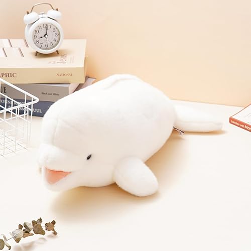Miniatura 5 de Beluga - Peluche de ballena, animales de peluche de ballena, animales marinos y grandes, color blanco (19.7 pulgadas)