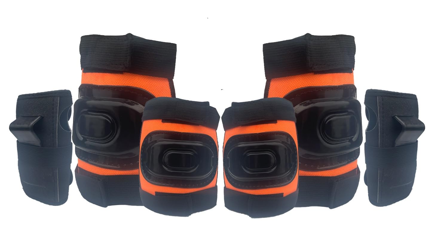 Rioff® Protective Set Guard Protection kit with Knee, Elbow and Wrist Guards (Set of 6) Suitable to Kids of Age 6-15 Years for Skating, Cycling, Roller Skating Orange (Small (Upto 7 Years)) (B0CWNFJWN8) Amazon Price History, Amazon Price Tracker