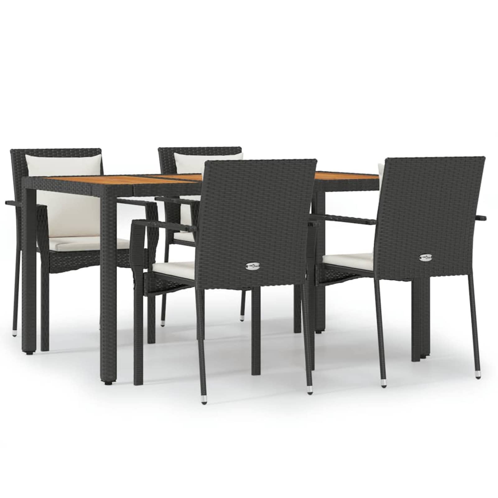 3157965 Set da Pranzo da Giardino 5 pz Nero con Cuscini in Polyrattan Testata in Legno,Testata Letto Matrimoniale Muebles Dormitorio Spalliera Letto Testiere per Letto Matrimoniale