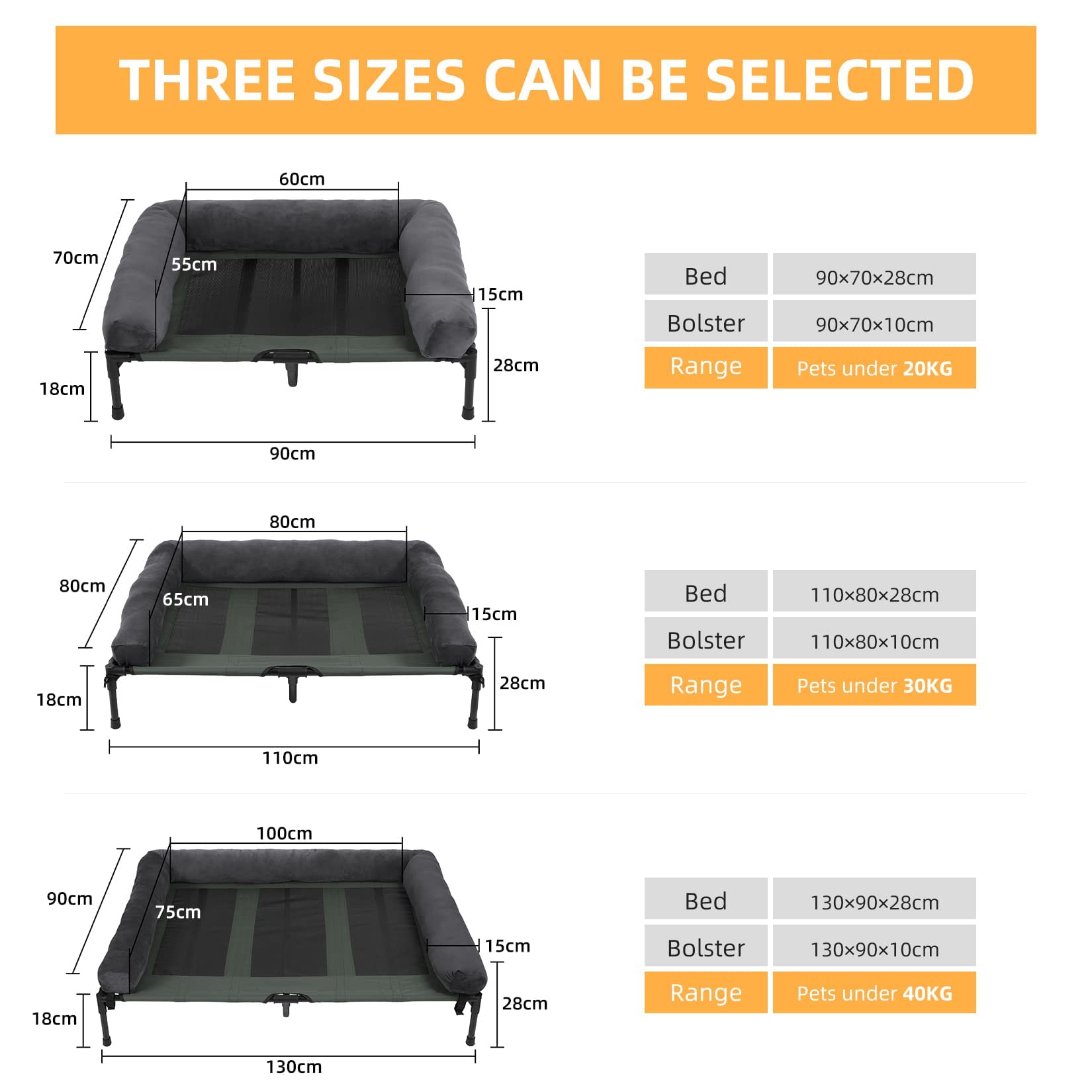 BingoPaw Cama Elevada Perro Grande XXL, Camas para Perros Grandes Elevadas Transpirable 110x80x18 cm Caseta Hamaca Perro Exterior con Borde de Cojín elevada y Manta de Felpa,Ideal para Todo el Año | Cama elevada para perros con borde, 110 x 80 x 18 cm