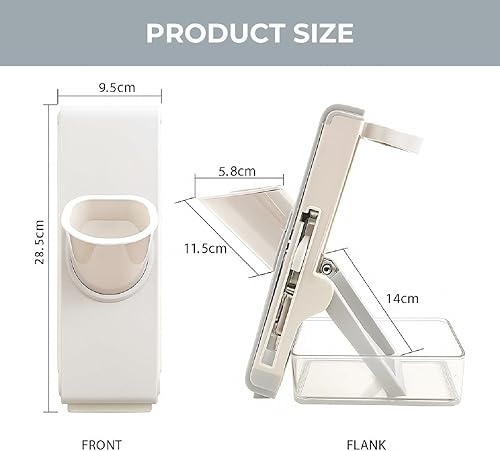 Miniatura 2 de Cortador de mandolina ajustable, picador seguro de verduras y rebanador de patatas con recipiente, cortador de alimentos multifuncional para