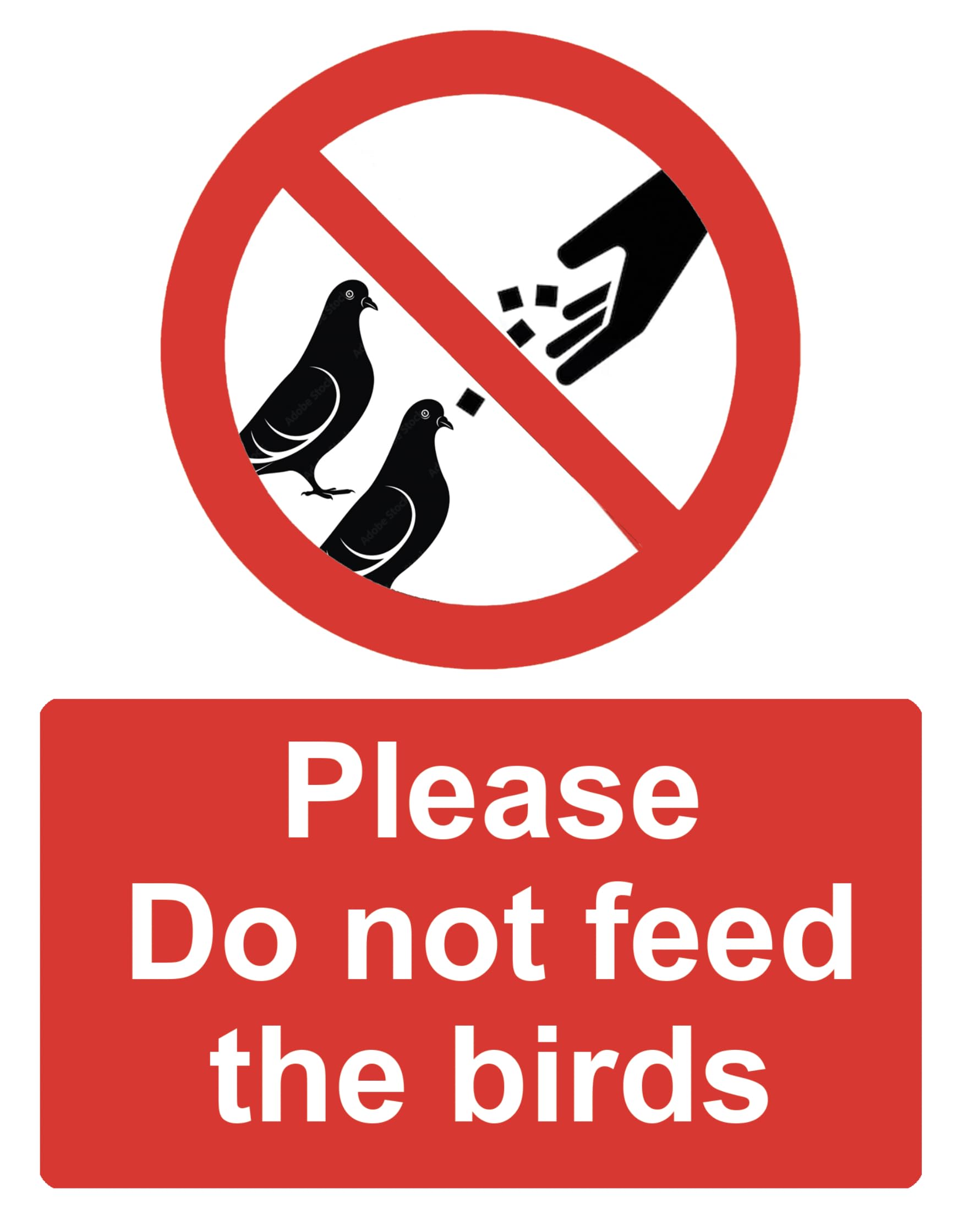 Please Do Not Feed The Birds Warning Sign Adhesive Sticker 160mm x 125mm