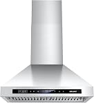 BRANO 30 Inch Wall Mount Range Hood with Voice/Gesture/Touch Control, 900 CFM Kitchen Hood Vent with 4 Speed Exhaust Fan, Ducted/Ductless Convertible Stove Hood with Memory Mode, 4 Adjustable Lights