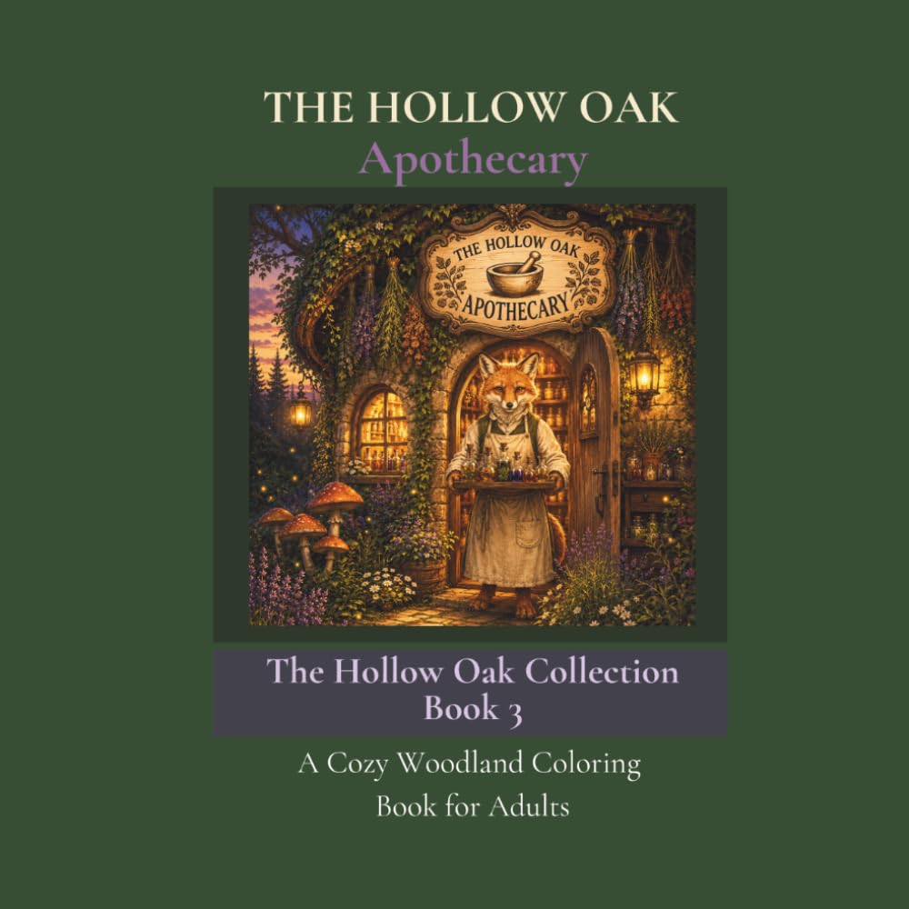 The Hollow Oak Apothecary: A Cozy Woodland Coloring Book for Adults — 50 Whimsical Scenes of Forest Creatures Brewing, Gathering and Healing in Their Enchanted Village Apothecary