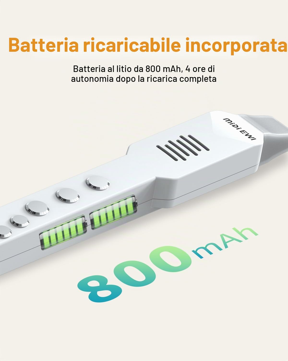 Strumento a fiato digitale, strumento elettrico a fiato bianco, supporta Bluetooth MIDI, strumento a fiato elettronico con ugello rimovibile e cavo di alimentazione, 10 suoni integrati per