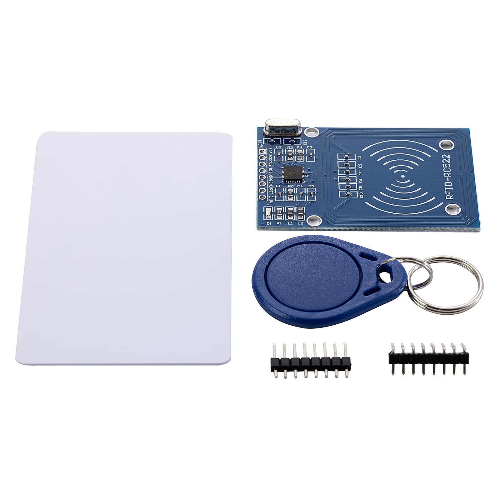 Kit RFID de 6 piezas: Mifare RC522 Módulo de sensor de tarjeta RF IC con tarjetas en blanco S50 y llaveros, compatible con Arduino y Raspberry Pi