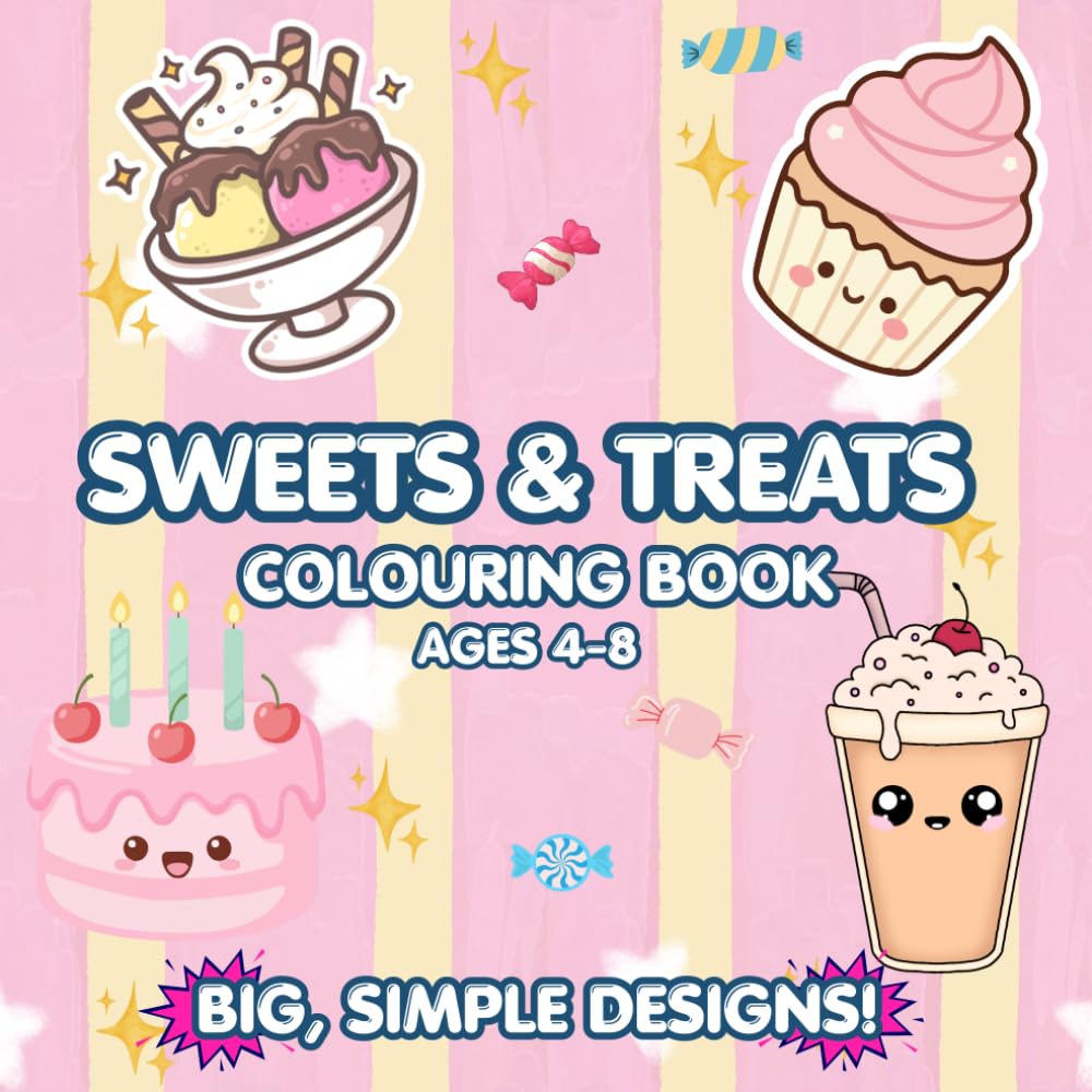 Candy and cupcakes colouring book for ages 4-8