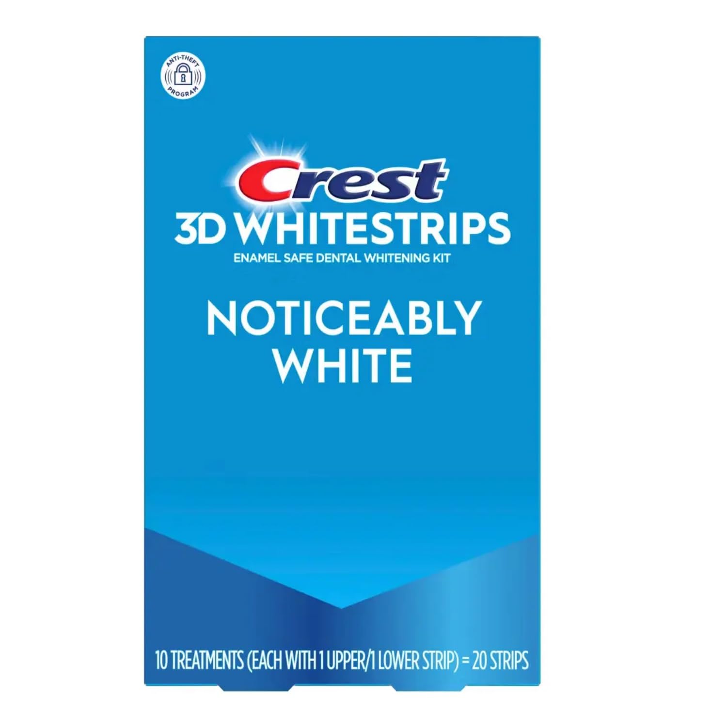 3D Whitestrips, Noticeably White, Teeth Whitening Strip Kit, 20 Strips (10 Count Pack)