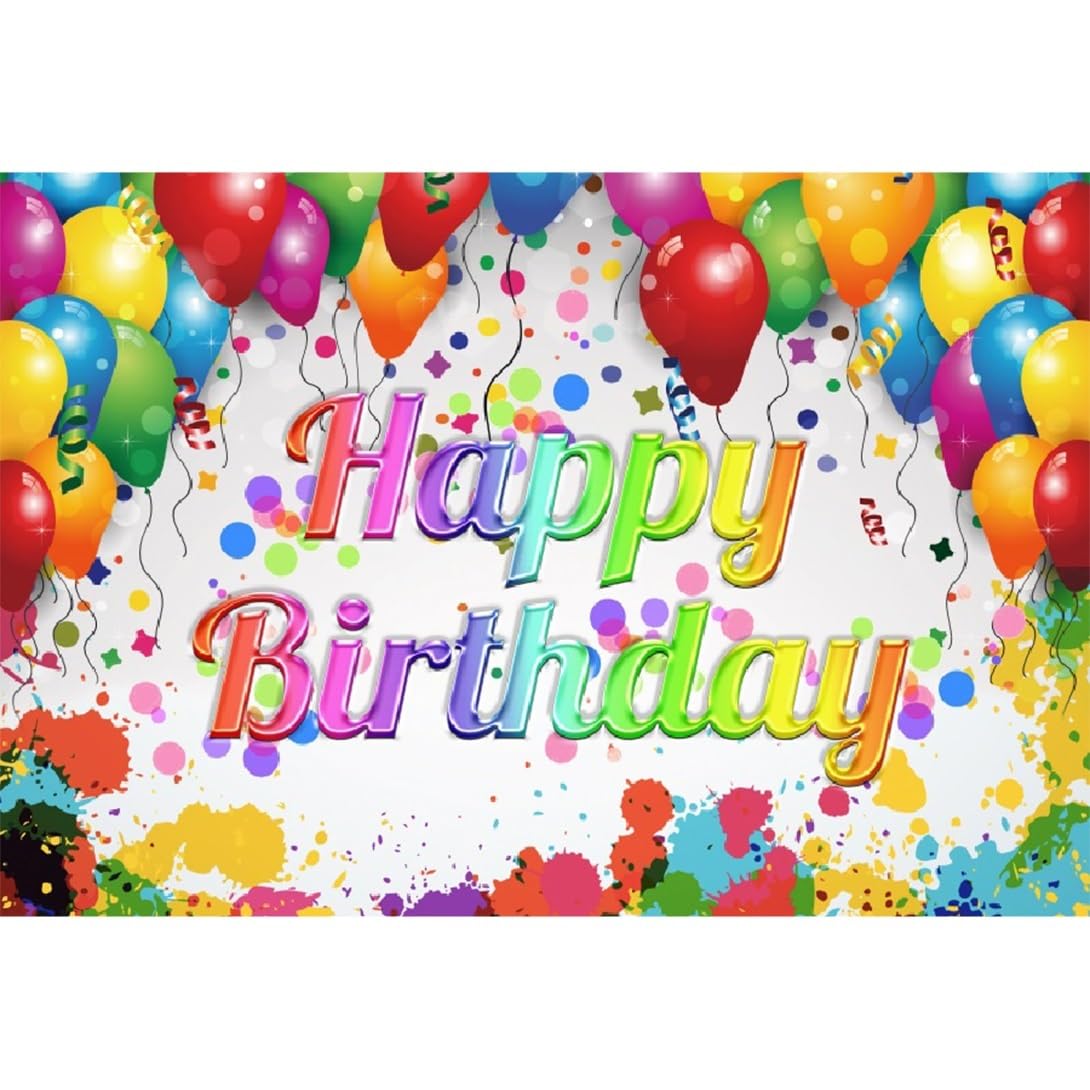 3,5x2,5m Alles Gute zum Geburtstag Hintergrund Aquarell Luftballons Buntes Graffiti Fotografie Hintergrund Bunte Luftballons Geburtstagsparty Glitzer Hintergrund Portrait Foto Requisiten