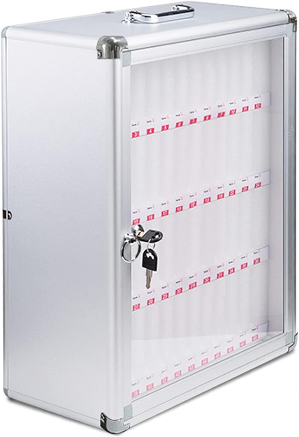 Mobile Phone Storage Box Transparent Acrylic Mobile Phone Security Locker with Key,Mobile Phone Charging Station Cabinet - 48 Slot Locker with Lock & Keys - Secure Phone Storage Box with Han