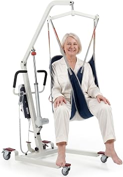 Electric Patient Lift for Home, 450lbs Capacity Duty Steel Patient Lift Transfer Chair, Emergency Stop and Manual Descent for Elderly Disabled Care, Person Floor Transfer Assist
