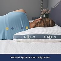 Vista 5 de Eli & Elm La mejor almohada ergonómica para dormir de lado para el dolor de cuello. Relleno de látex refrescante con soporte y funda transpirable
