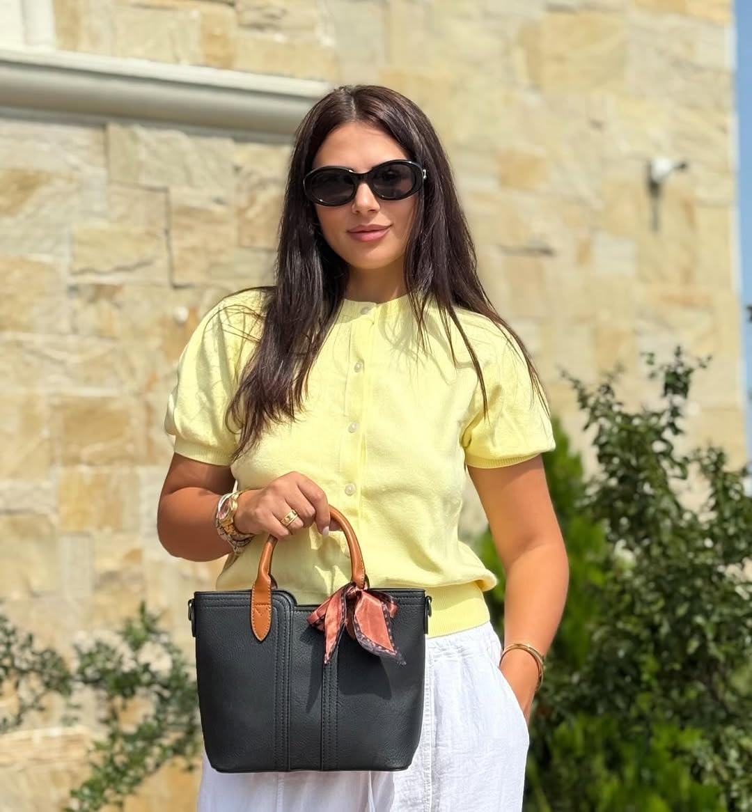 Womens Lightweight Puff Short Sleeve Cardigan Sweater Summer Y2k Cropped Knit Button Up Blouse Tops - Image 6