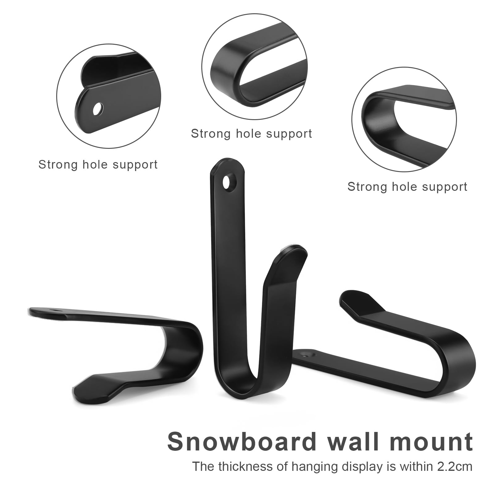 Soporte de Pared para Snowboard, Estante de Exhibición para Esquís, Tablas de Snowboard, Longboards y Patinetas, 4 Piezas