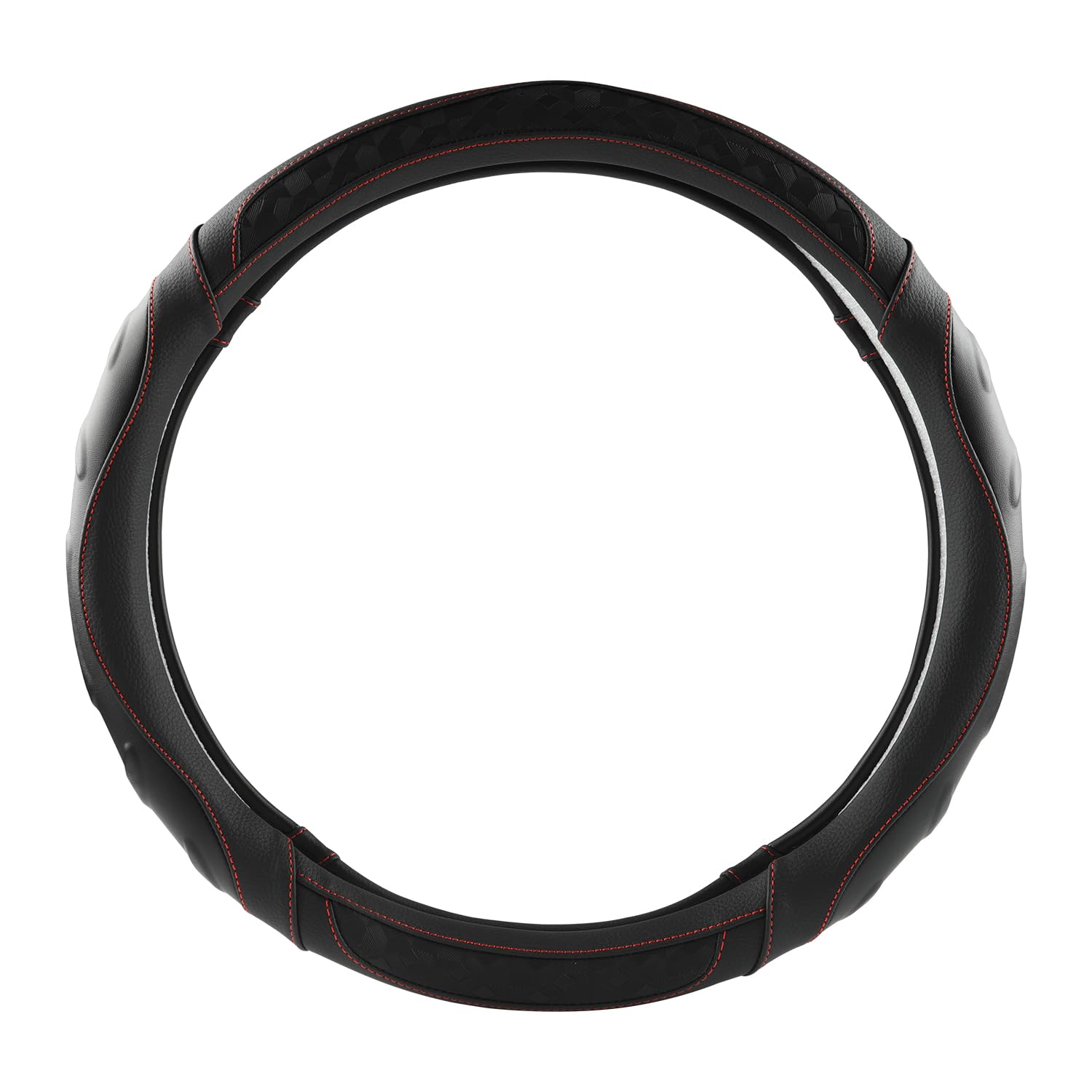Black Panther Maßgeschneiderte Lenkradabdeckung für Volkswagen, Toyota, Mercedes, Peugeot, BMW, Renault, Audi, Ford, Skoda, Hyundai, Kia, Universal Passform 37-38cm (14.5-15")- Schwarz