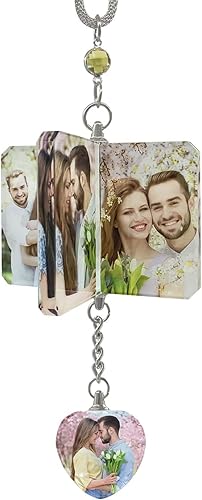 Miniatura 9 de Colgante de coche con foto personalizada para molino de viento de cristal, accesorios para espejo retrovisor de automóvil, adornos colgantes para