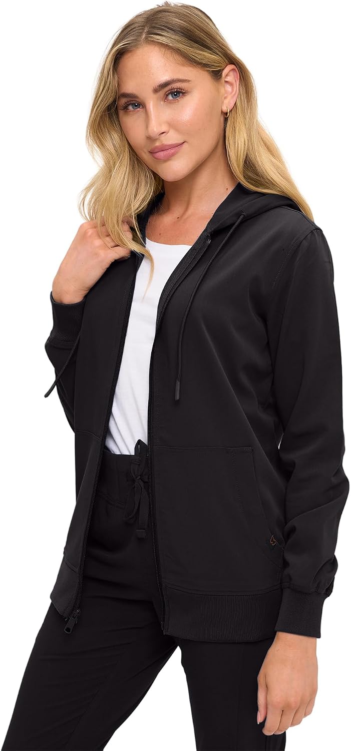 Monarch Uniforms Women's Scrub Jacket Hoodie – Lightweight Zip Up Nursing Jacket, Stretch Medical Uniform Jacket for Women