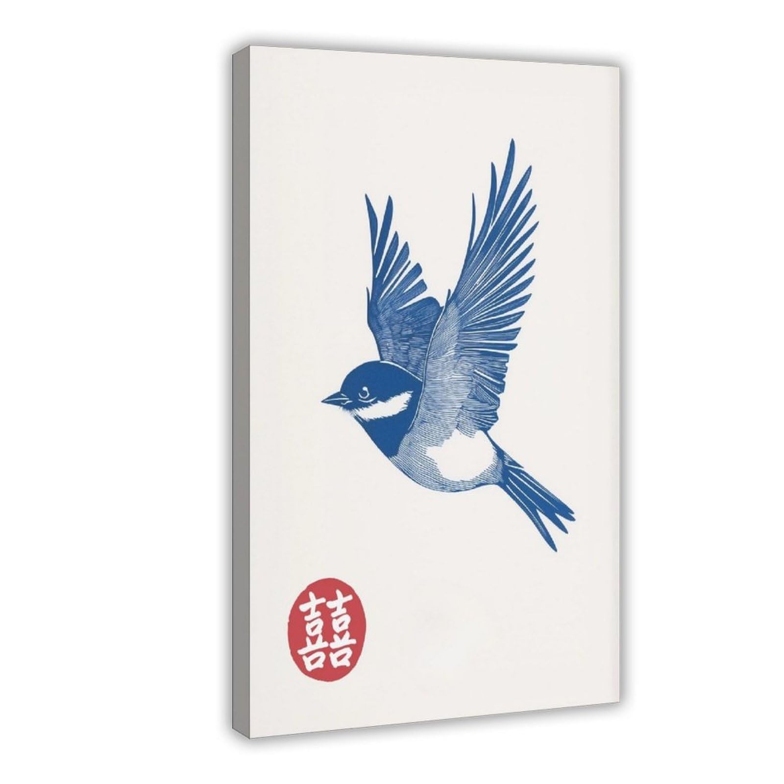 Impression sur toile oiseau bleu japonais pour habiller un mur vide de chambre ou de salon - 8
