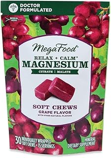 MegaFood Relax + Calm Magnesium Soft Chews - Magnesium Supplement from Citrate and Malate - Gluten Free, Vegetarian & Made...