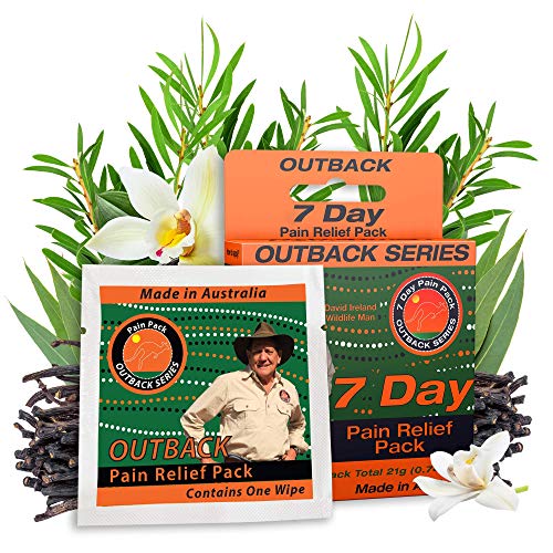 Outback Pain Relief - All Natural Pain Relief Towelettes - Topical Oil Pain Reliever - Long Lasting Muscle Ache, Nerve & Joint Pain Support - Use On Back, Shoulder, Neck, Knee & Foot - 7 Pack of 3mL