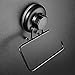HASKO accessories - Powerful Vacuum Suction Cup Toilet Paper Holder – Wall Mount No Drilling Bathroom Stainless Steel Tissue Roll Dispenser – Adhesive 3M Stick Disc Included (Black)