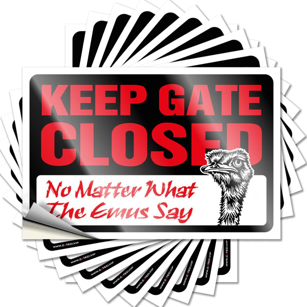 Fzfn Colour Funny Sticker Christmas Vinyl Sticker | Keep Gate Closed No Matter What The Emus Say Sweet For Travel Use(12X18cm)