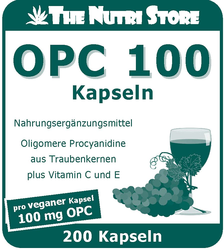 OPC 100 mg vegane Kapseln 200 Stk - Oligomere Procyanidine aus Traubenkernen plus Vitamin C und E - gegen freie Radikale