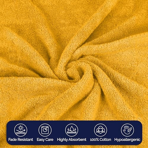 Image of Elegant Comfort Premium Cotton 8-Piece Towel Set, Includes 4 Washcloths, 2 Hand Towels and 2 Bath Towels, 100% Turkish Cotton - Highly Absorbent and Super Soft Towels for Bathroom, Squash
