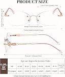 LUFF Rimless Verres de lecture pour les femmes Blue Light Bloking Lightweight Metal Classic Lecteurs d'ordinateur Anti Eyestrain Case