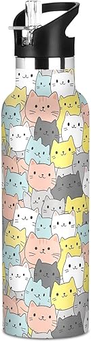 Kids Water Bottle for School Leakproof Kids Insulated Water Bottle 20oz, BPA-Free, Cute Cats Colorful disponible en Yaxa Guatemala