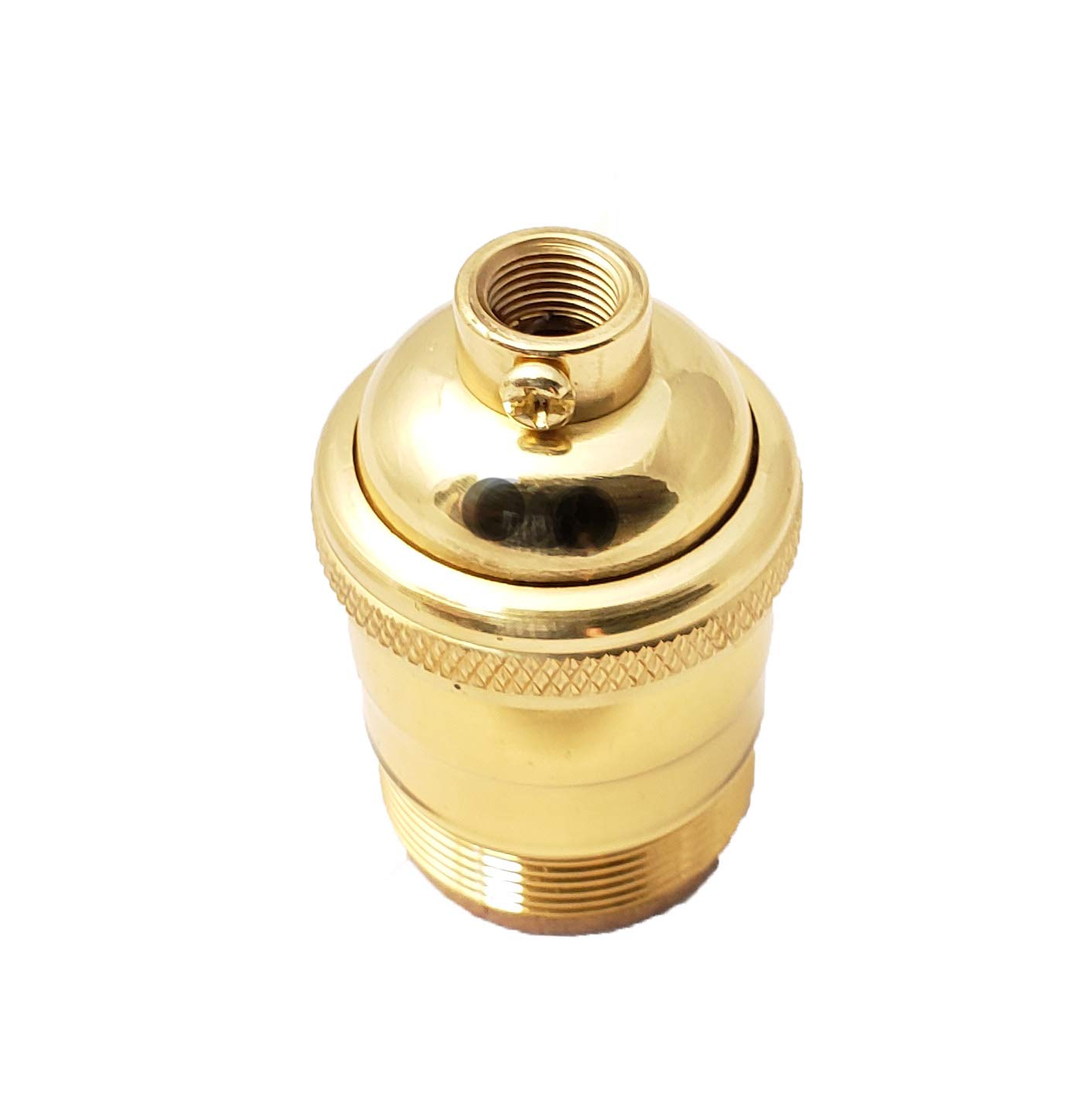 B&P Lamp® Heavy Turned Brass Keyless Sockets, Polished and Lacquered Finish, Keyless (No Switch), Uno Thread Shell