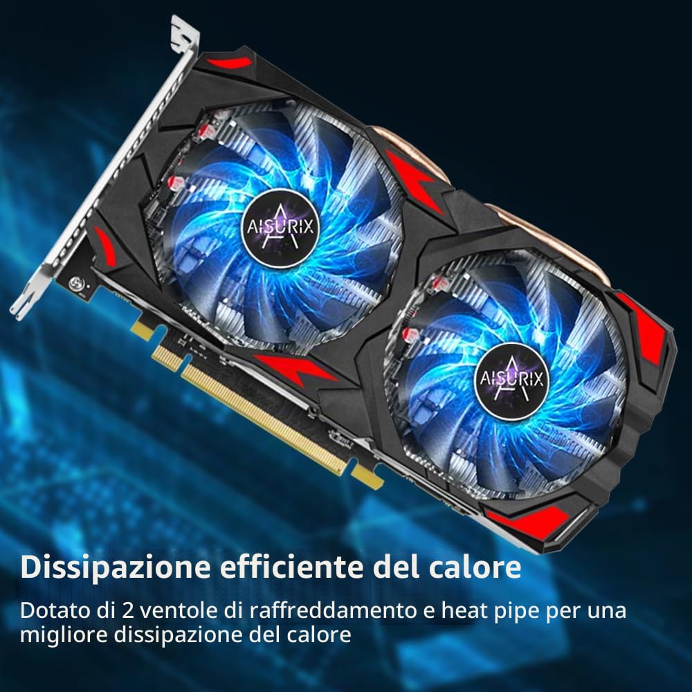 Kelinx AISURIX RX 580 Scheda grafica, 2048SP, Real 8GB, GDDR5, 256 bit, scheda video per PC gaming, 2XDP, HDMI, PCI Express 3.0 con fermo ventola per desktop computer Gaming Gpu