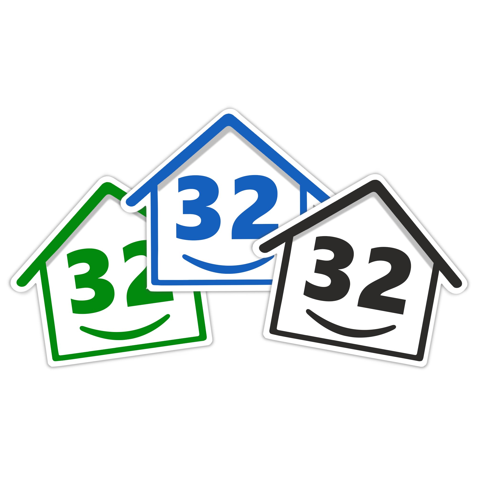 3 x Bin Numbers for Wheelie Bins, 1-99, 15cm ‘Happy House’ Colour Design Dustbin Stickers, Easy Application Stick On Number Stickers - Weatherproof Self Adhesive Vinyl – Blue, Black and Green (14) — view 79