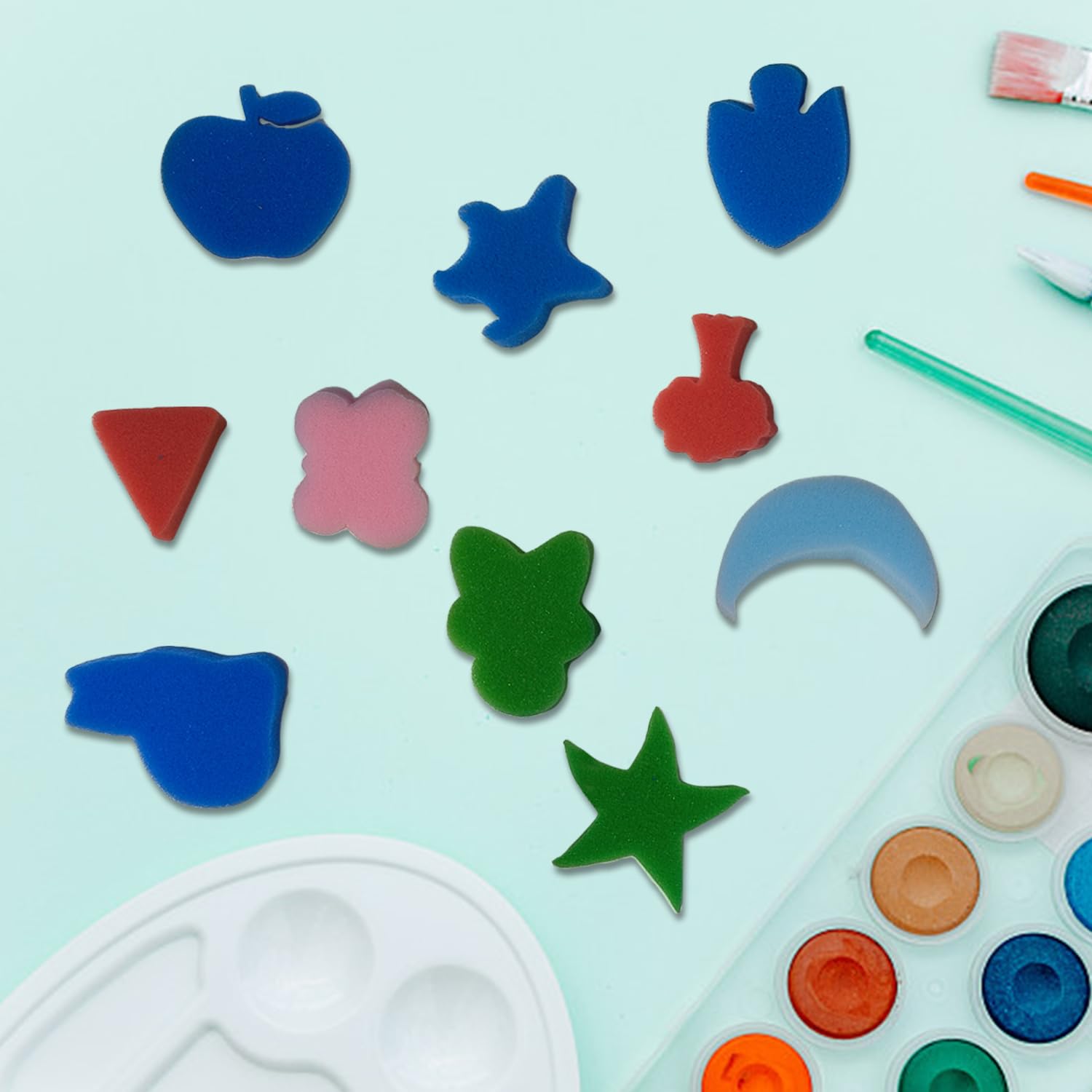 Lot De 24 Éponges Pour Enfants – Formes Et Couleurs Variées – Pour Peinture, Bricolage, Loisirs