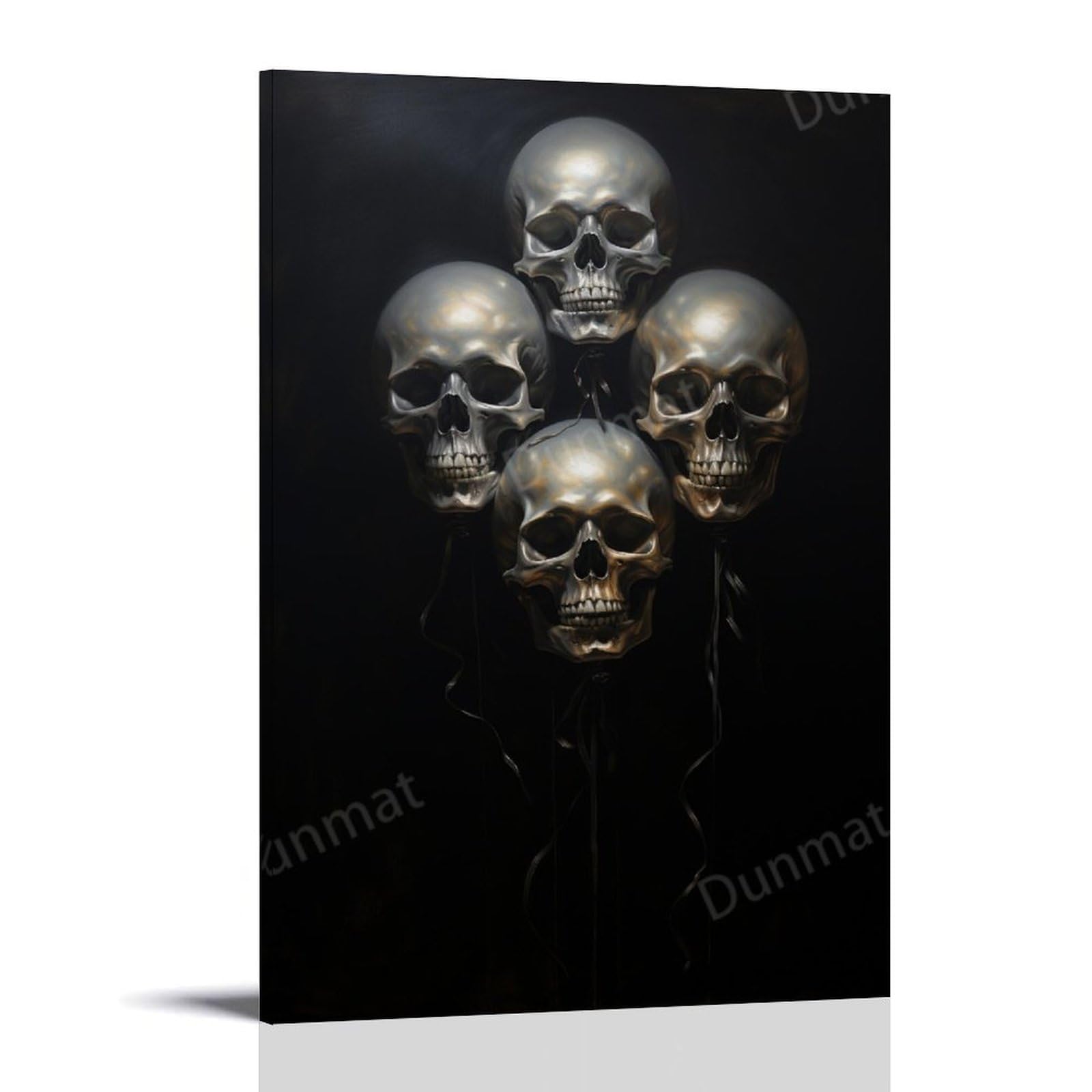 FYFMUSHE Vintage Skull Canvas Wall Art Paintings Abstract Horror Skeleton Balloon Gothic Pictures on Canvas Prints Framed Ready to Hang Artwork for Bedroom Home Decor 20x30inch(50x75cm)